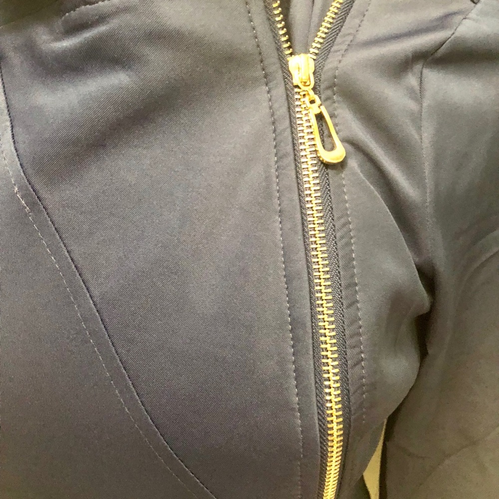 Navy Moto Jacket With Button Detail - Picture 7 of 8